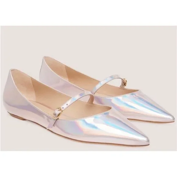 Stuart Weitzman Emilia Mary Jane‎ Flats Iridescent Patent Leather Ballet NEW 6.5