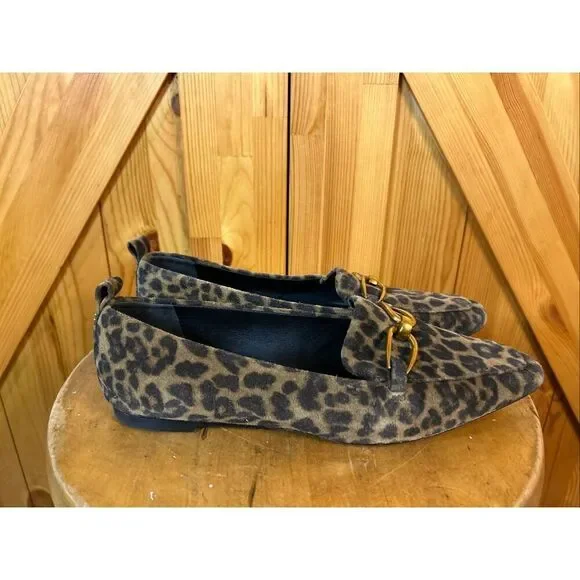 Veronica Beard Champlain Suede Chain Leopard Loafers Size 8M