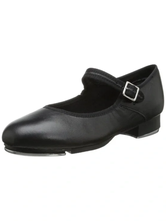 Capezio 9.5 Black Mary Jane Tap Dance Shoe Round Toe Buckle TeleTone
