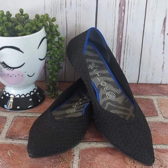 Rothy's The Point Black Ballet‎ Flats Comfort Casual Knit Sustainable Women's 8