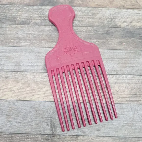 Vintage Goody Plastic Made in USA RED Textured Hair Pick Comb Lift 90’s 6.5”