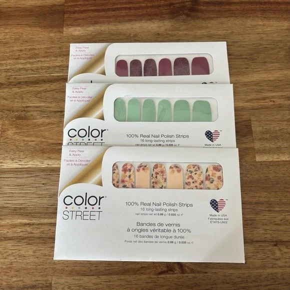 Lot Of 3‎ Color Street Nail Strips Rose Goes / Oslo & Steady / Good Impressions