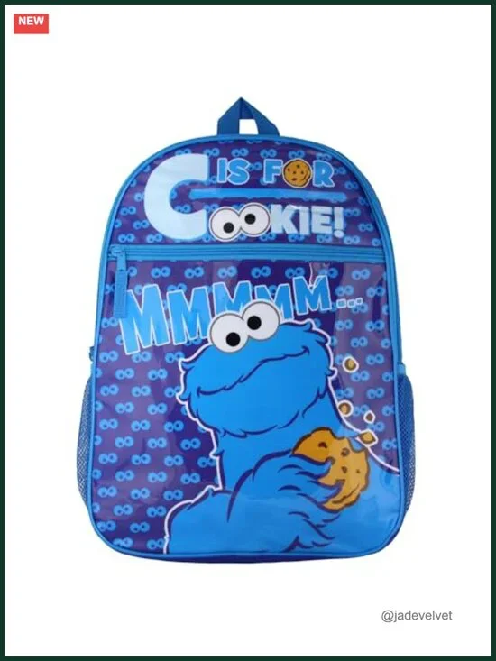 Sesame Street Cookie Monster C Is For Cookie Dual-Compartment Backpack 16