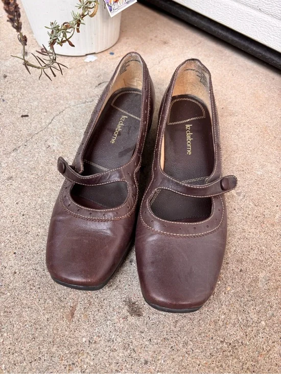 Liz Claiborne Dark Brown Mary Jane Flats with Strap