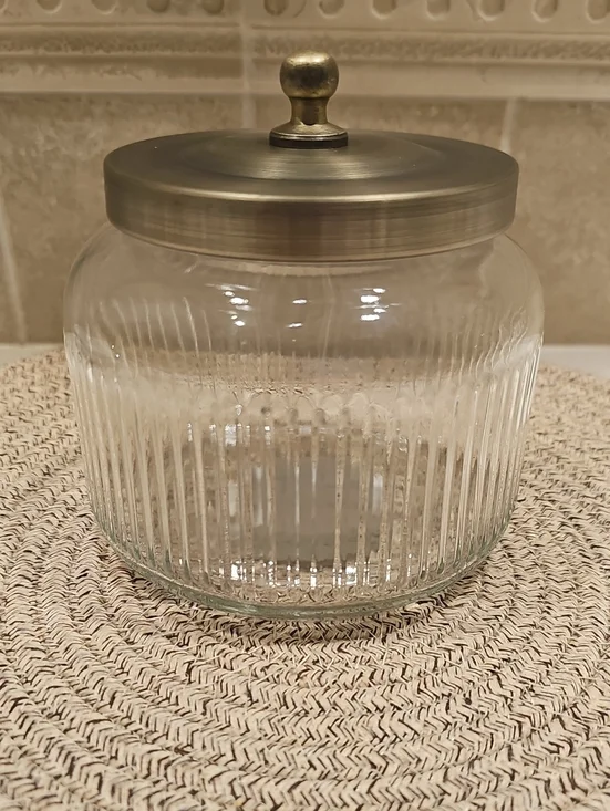 Threshold Small Glass Bath Canister With Brass Lid