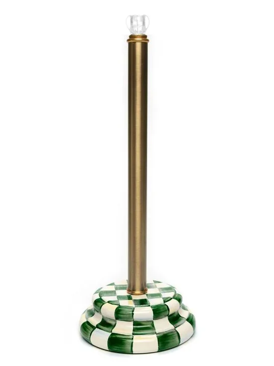MacKenzie-Childs | NEW | Enamel Toilet Tissue Storage | Emerald Check | Green