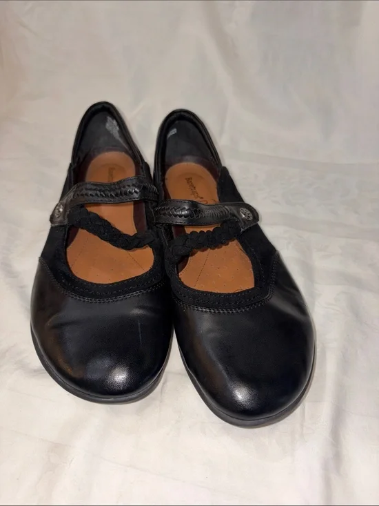 BareTraps Black Braided-Strap Mary Jane Flats