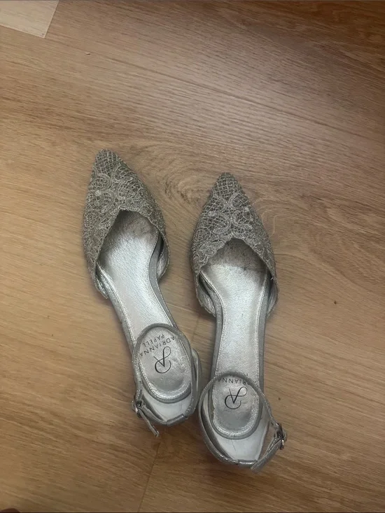Adrianna Papell Silver Lace Trala Flat