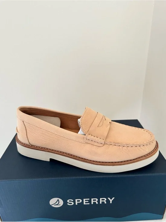 Sperry Light Beige Leather Penny Loafers