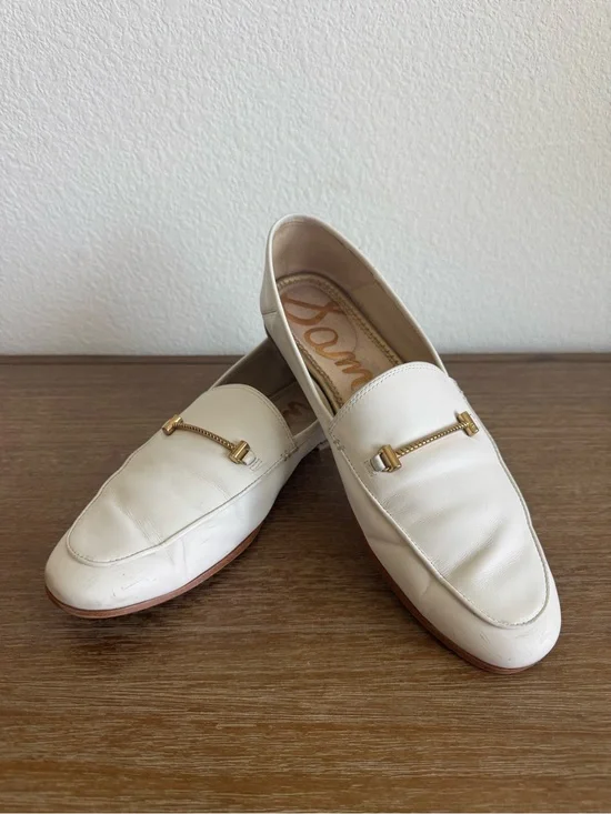 Sam Edelman Cream Leather Loafers