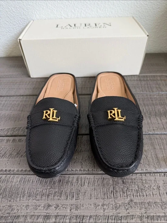Ralph Lauren Women's Barnsbury Slip-On Hardware Mule Loafer Flats NIB
