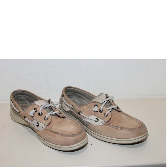 Sperry Leather Mesh Boat Shoe Women 8 Tan STS9745