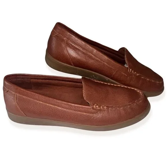 Easy Spirit Seboard Loafers 9 Wide Width Brown Leather 3.0 Cushioning System