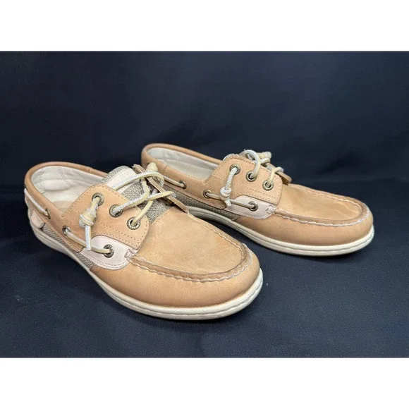 Sperry Top Sider Womens Boat Shoes Tan‎ Leather Lace Up Sz 7 STS95588