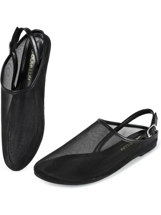 Women's Black Mesh Ballet Flats Mary Jane Animal Print Casual Comfortable Shoes