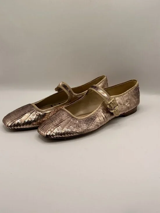 Sam Edelman  Womens Molten Gold Mary Jane Ballet Flat Sz 10