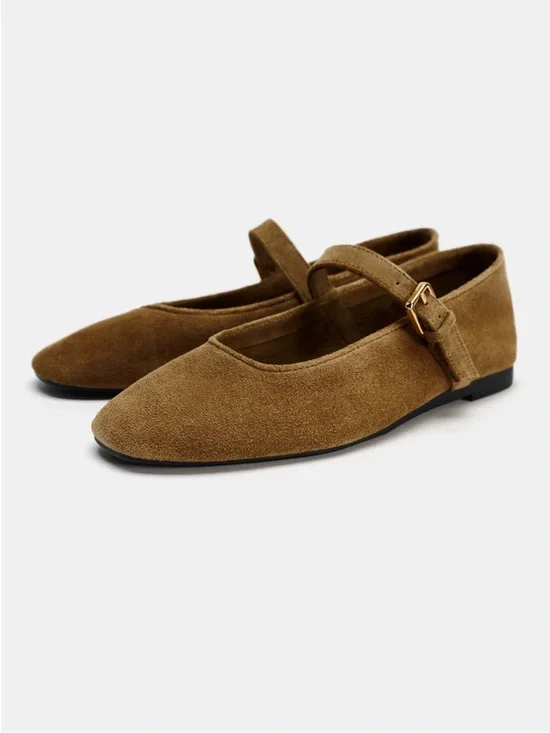 Zara Suede Ballet Flats 7.5