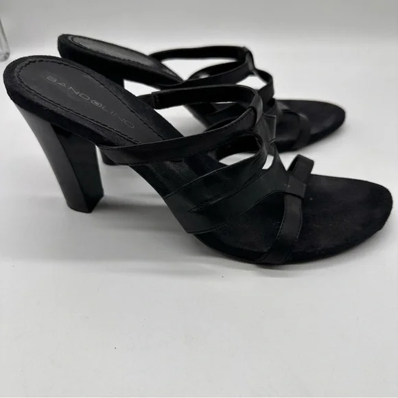 Bandolino Black Leather Strappy Heels 9