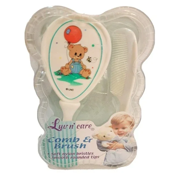 Vintage Baby Hair Brush & Comb Set Teddy Bear‎ Retro Babycore