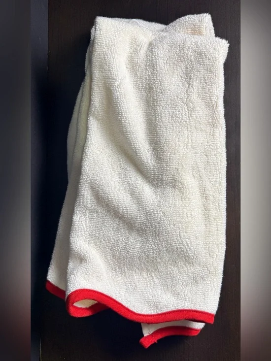 2 Soft White hand Towel with Red Trim