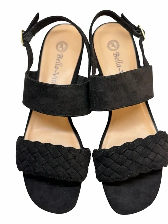 Bella Vita Ellison Black Suede Braided Slingback Sandals Size 9M -NWT