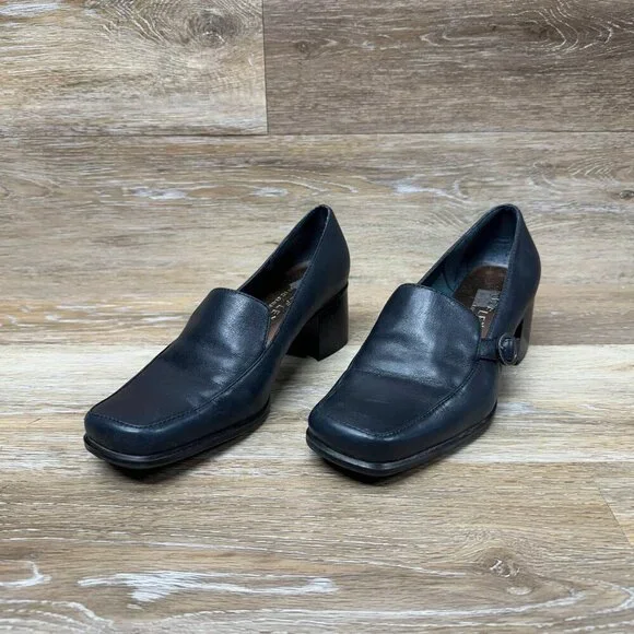 Liz Claiborne Liz Flex Conform Navy Blue Block Heel Shoe Women's Size 7