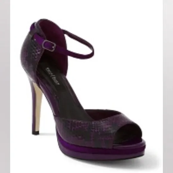 White House Black Market Purple Black Snakeprint Avalon Platform Pump Heel 7.5