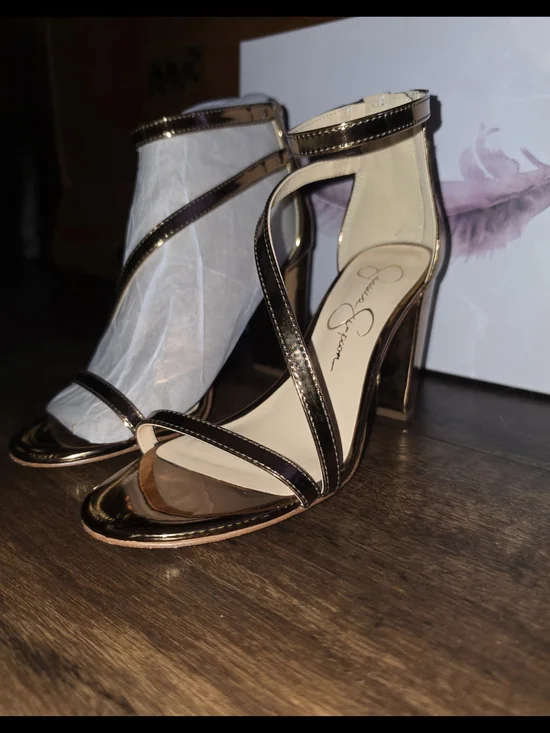 Jessica Simpson Bronze Strappy High Heel Sandals