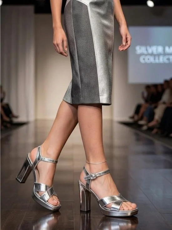 Silver Metallic Women's heels size 7 1/2