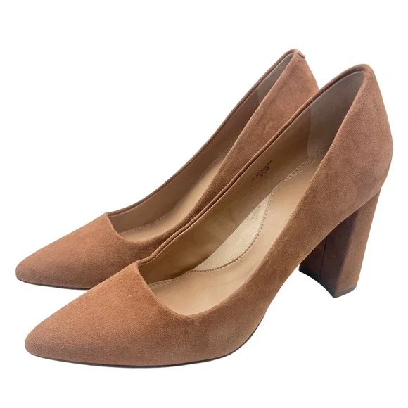 Banana Republic Block Heel Pumps Womens 5.5 Brown Suede Point Toe Office Classic