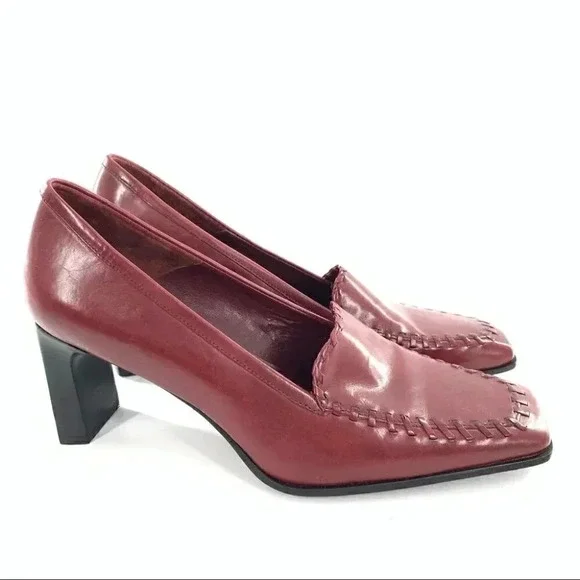 Antonio Melani heels size 6.5 derby red leather square toe vintage oxfords 90s