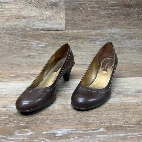 Antonio Melani Elana Brown Leather Heels Women's Size 7.5