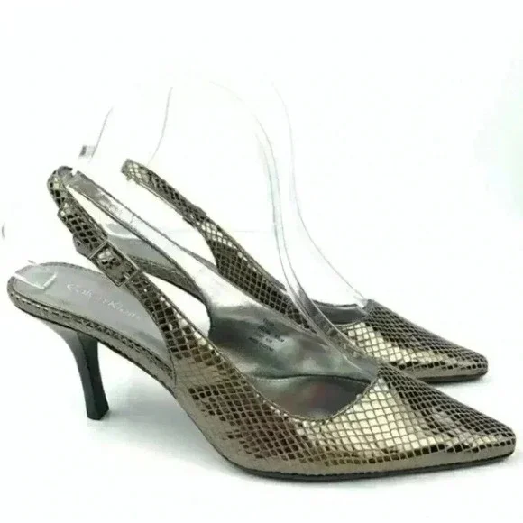 New Calvin Klein heels size 6.5 Deema gray suede