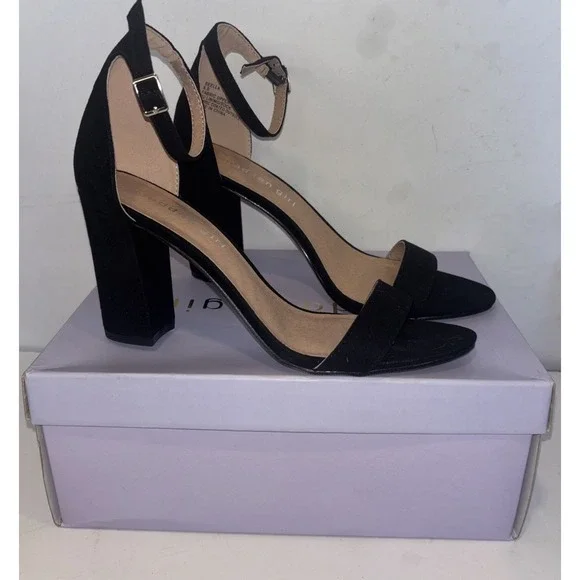 Madden Girl Bella Block-Heel Black Open Toe Sandals Size 6.5