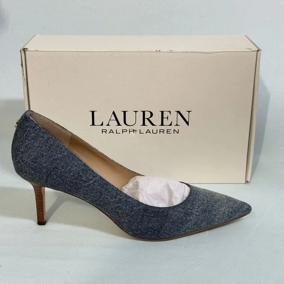 LAUREN‎ Ralph Lauren Size-9.5B Lanette Pointed Toe Pumps Heels Blue Denim