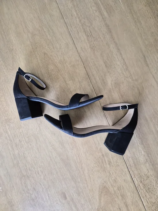 A New Day Black Suede Block Heels Sandals