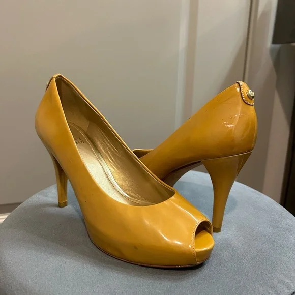 Stuart Weitzman Patent Leather Peep-Toe Heels