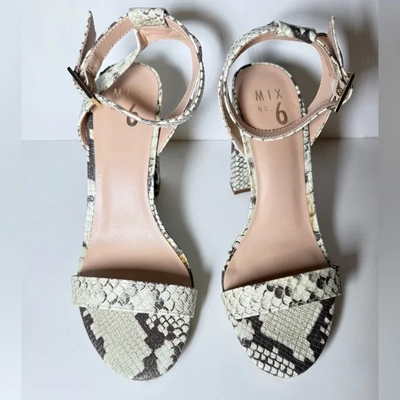 Mix No. 6 Black and Cream Snake Print Heels