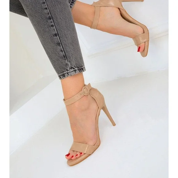 Lulus‎ Arylee Blush Pink Faux Suede Stiletto High Heels Sandals - Size 8