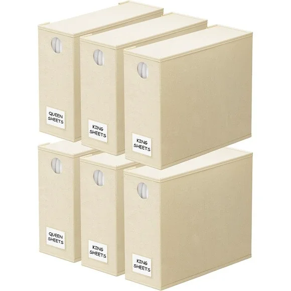 6-Pack Bed Sheet Linen Closet Organizer Storage Cases