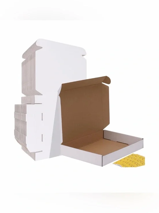 13x10x2 Shipping Boxes Set of 12, White Corrugated Cardboard Mailer Box