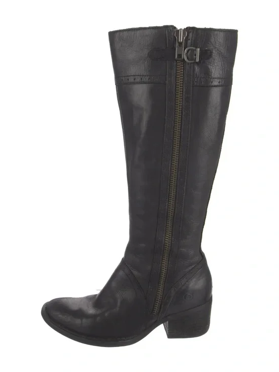BORN Leather $290 • 7 1/2 • Knee-High Zip Riding Boot