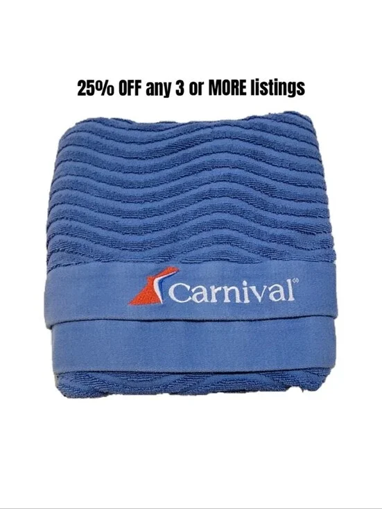 Blue Swim Beach Towel Embroidered Carnival Logo