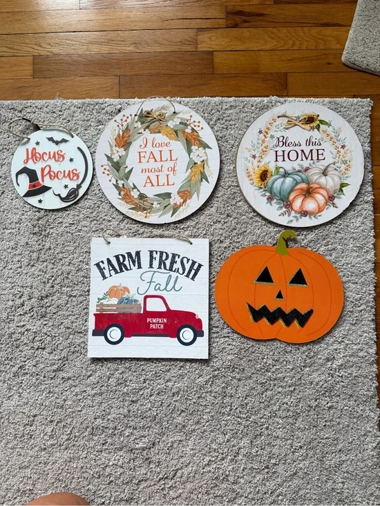 Fall Farm Fresh & Pumpkin Wall Decor Set - Orange, Red, Green