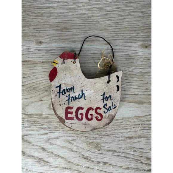 Rustic Wooden Chicken Sign Farm Fresh Eggs For Sale Hand Painted Farmhouse Decor