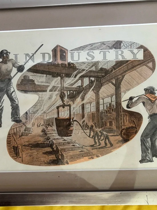 Industry Wall Art Print in Brown and Black - Unbranded