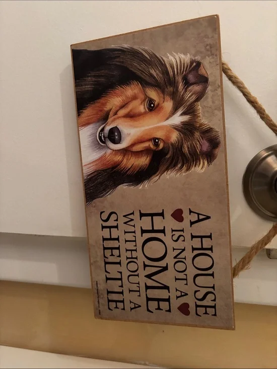 Dog Wall Sign - Sheltie Home Decor in Brown