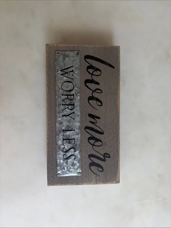 Love More Worry Less Wall Plaque - Gray & Silver