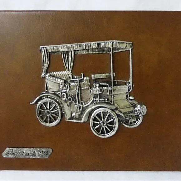 Vintage Peugeot Mod‎ 1895 mounted pewter on leather, wall décor plaque