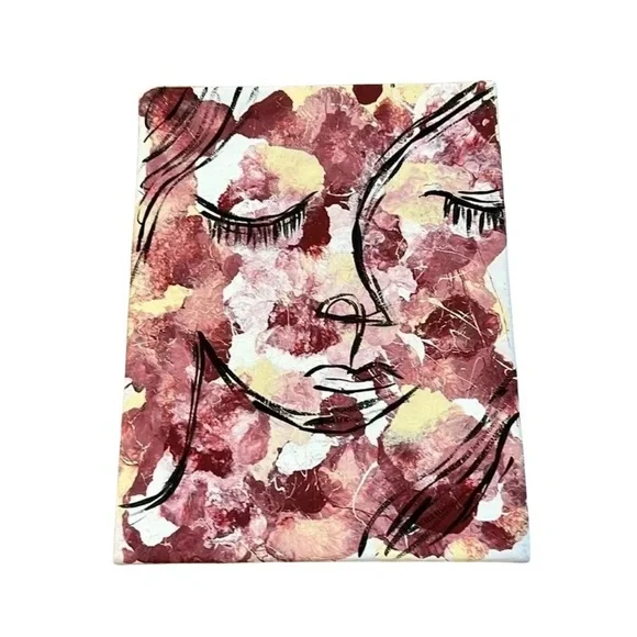 Handmade 8x10 Red and Tan Wall Art Womens Face Canvas Small‎